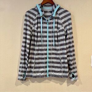 Women’s Lukka Striped Full Zip Hoodie Jacket top size XL WITH POCKETS